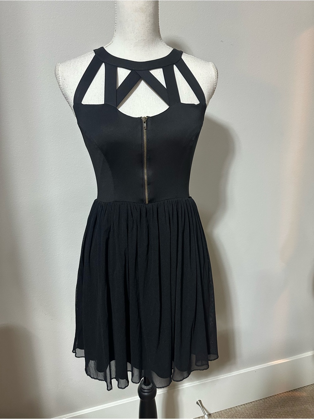 Hot Topic Black Cutout Chiffon Mini Dress